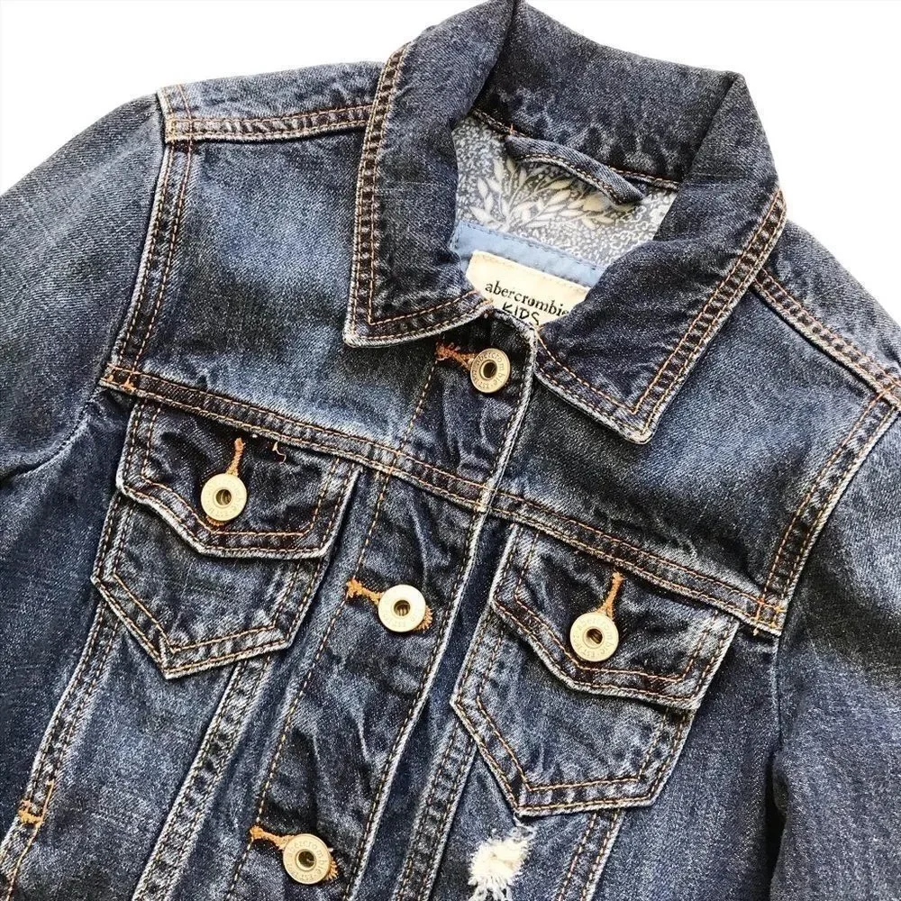 Abercrombie kids distressed denim jacket EUC 9-10Y - Picture 2 of 5